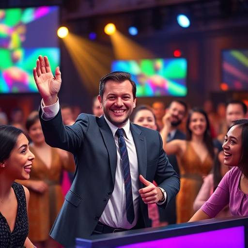 El presentador de 'La Noche es Tuya' animando al püblico con un concurso.